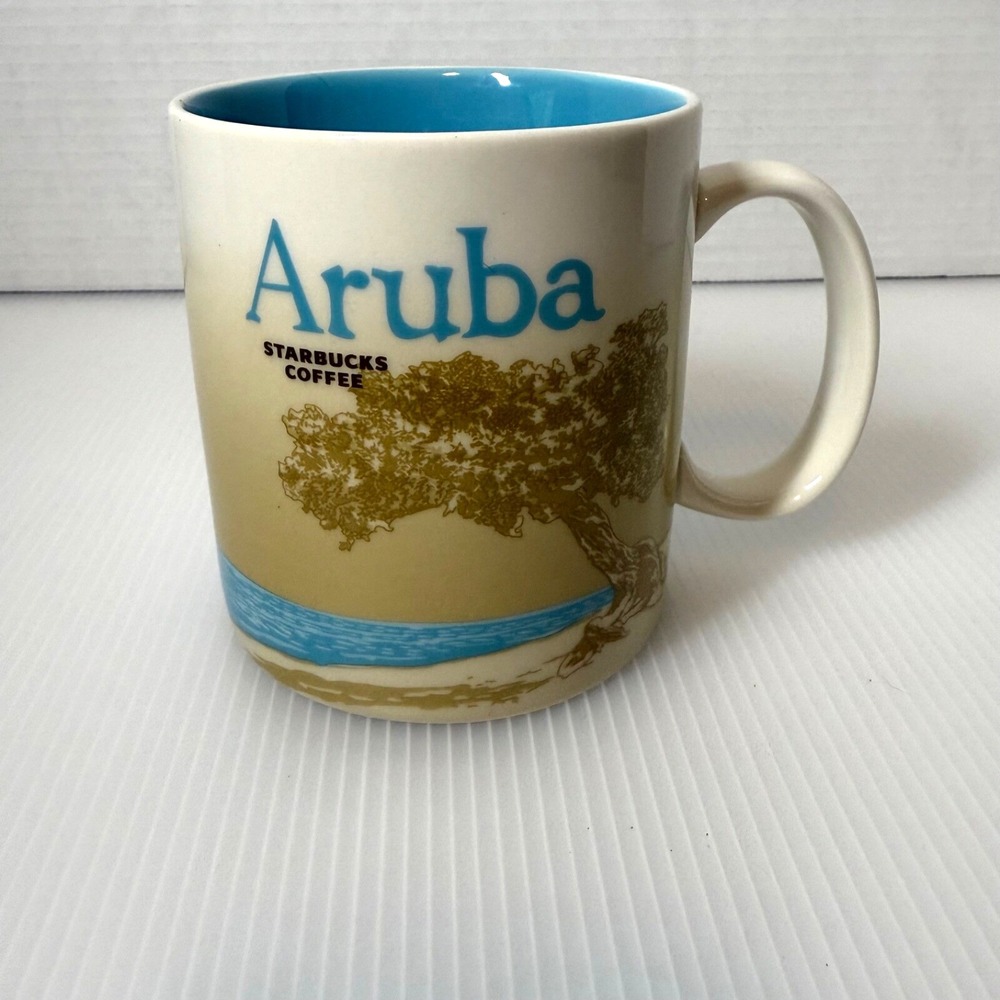 Starbucks Aruba 2015 Coffee Mug Cup Lite Blue 16oz Global Collectors Icon Series